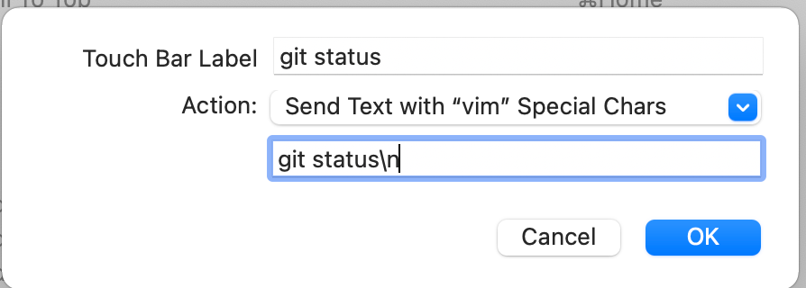 Macbook touch bar for git in iTerm2